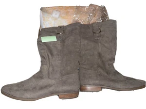 Botas Apt9 Microfibra Becerro Alto Pull-On Cremallera Lateral Talla 7.5 Mujer Botas Beige - Imagen 1 de 12