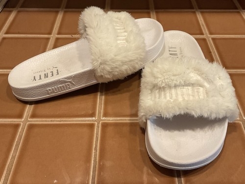 Scarpe sandali PUMA x Fenty by Rihanna Leadcat Slides bianco pelliccia sintetica donna 6 5