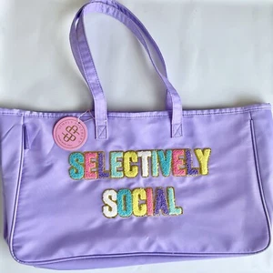 Simply Southern SELECTIVELY SOCIAL lila Beuteltasche Tasche Handtasche Strand Fitness Yoga - Bild 1 von 8