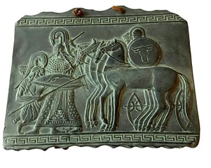 Schieferrelief Schlacht bei Athene Relief griechisches Schlüsseldetail - Bild 1 von 10