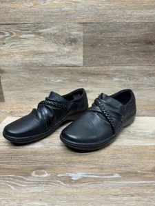 Clarks Cora Braidshoe Black Leather Women's Size 9.5 - Picture 1 of 6