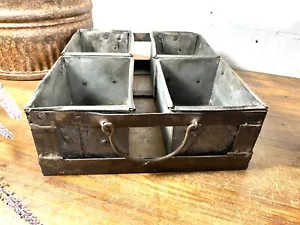 Vintage Rustic Galvanised Metal Herb Planter Desk Cutlery Condiments Bread Tray - Picture 1 of 24