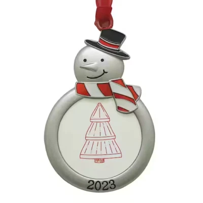 2023 Christmas Tree Picture Frame Ornament Silver 2023 2" Snowman - Bild 1 von 3