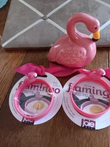 LOT 2 JOLE FLAMINGO SILICONE EGG RINGS & A SCRUBBY HOLDER TO MATCH - Picture 1 of 3