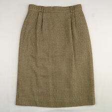Vintage JH Collectibles Womens Houndstooth Brown 100% Wool Skirt Pleats Sz 10 