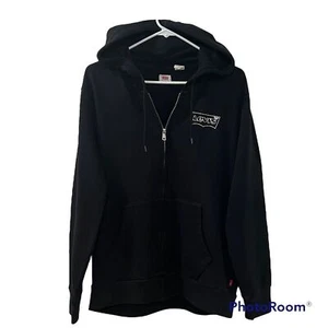 Levis Mens Black Full Zip Logo Hoodie Sweater Front Pockets Size Small - Picture 1 of 11