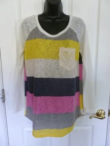 Flamingo Urban Light Weight Sweater Tunic, Size M - L Striped Multi-Color NWOT - Picture 1 of 6