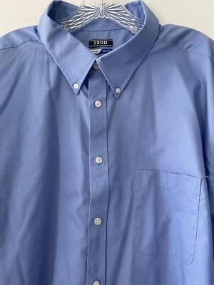 Camisa Izod Hombres Talla Grande 20 Azul Manga Corta Abotonada Manga Corta Bolsillo en el Pecho Foto 1 de 4