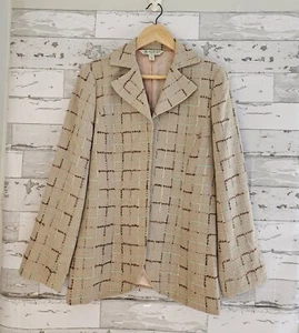 Austin Reed Womens Jacket 10 Silk Blend Boucle Open Blazer Notched Lapel - Picture 1 of 10