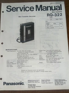 Panasonic RQ-322 Cassette Player Service Manual Original - Picture 1 of 3