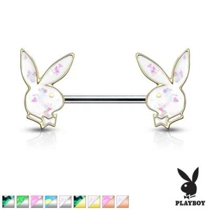 Opal Glitter Playboy Bunny Ends Nipple Bar - Picture 1 of 19