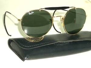 VINTAGE B&L RAY BAN W0920 G15 WRAP-AROUNDS OUTDOORSMAN ROUND AVIATOR SUNGLASSES - Imagen 1 de 9