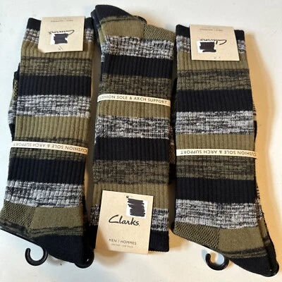 3 pares de calcetines de vestir informales Clarks para hombre con suela acolchada y soporte para el arco talla única Foto 1 de 4
