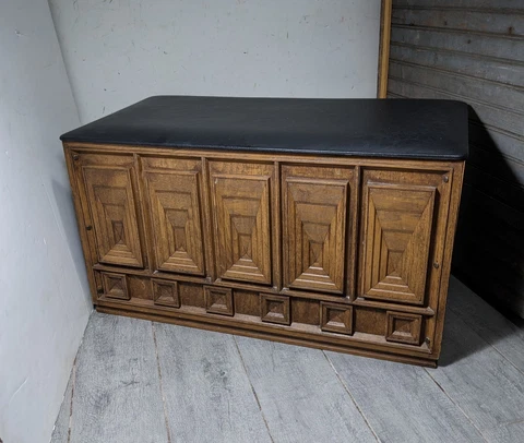 Vintage Mid Century Faux Wood Plastic Toy Trunk Chest Bench Spanish Colonial Cover