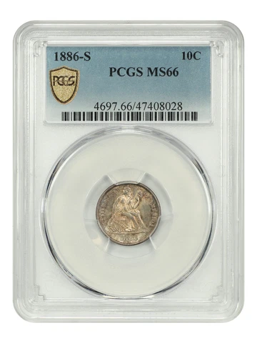 1886-S 10C PCGS MS66 Cover