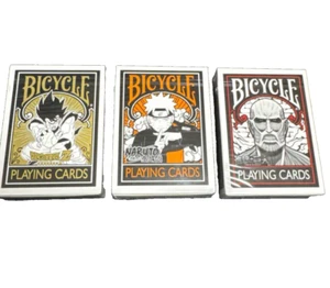 Bicycle Playing Cards Attack on Titan,NARUTO,Dragon Ball Z Set of 3 Trump Rare - Picture 1 of 10