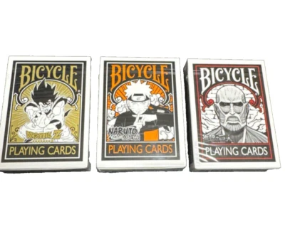 Bicycle Playing Cards Attack on Titan,NARUTO,Dragon Ball Z Set of 3 Trump Rare - Image 1 of 4