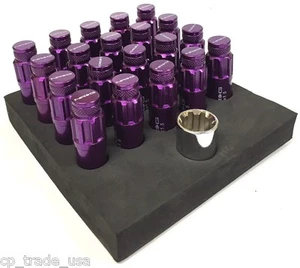 NRG STEEL LUG NUTS WITH DUST CAP COVER SET 12X1.5 PURPLE FITS HONDA ACURA   - Picture 1 of 4