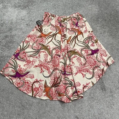 Falda Bohemia Angie Hi-Lo Línea A Mujer Mediana Crema Floral Pájaro Hawaiana Nueva con Etiquetas Foto 1 de 4