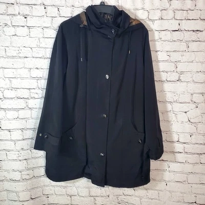 Chaqueta Miss Gallery Negra Extraíble Capucha Cremallera Completa Talla 1X Informal Todos los Días  Foto 1 de 4