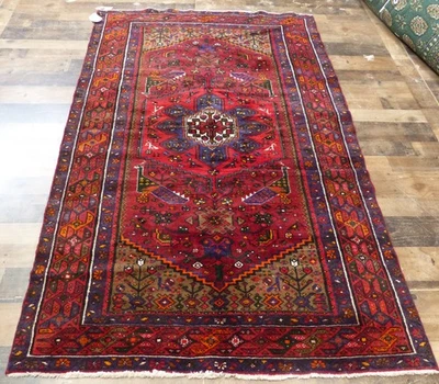 4'5"x7' Fine Handmade wool Authentic Antique Vintage Hamedan Oriental area rug - Image 1 of 4