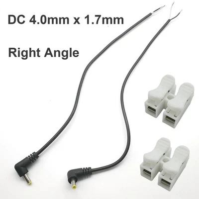 2pcs Right Angle DC Power Cable 4.0mm x 1.7mm Male CCTV Camera Trail LED Strip - Image 1 of 4