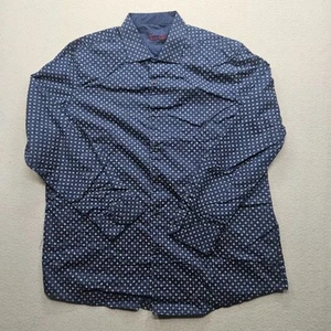 Tasso Elba Men's Size XL Navy Blue Long Sleeve Dotted Diamond Button Down - Picture 1 of 10
