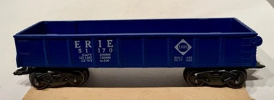 Marx 51170 ERIE Blue Deluxe Plastic Drop-End Gondola - 8 wheel Type G Trucks - Image 1 of 4