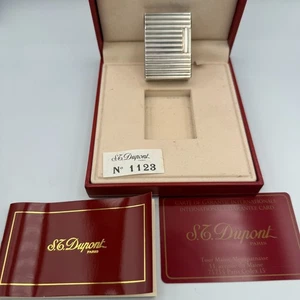 Encendedor de gas S.T.Dupont plateado LINE1 S con caja como nuevo funcionando - Imagen 1 de 7