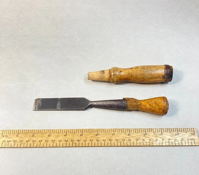 Cincel de madera vintage de 13/16" borde plano mango de madera con mango adicional Foto 1 de 4