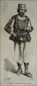 1890:SARDEGNA,USI.COSTUMI = Villagrande: Uomo in Costume =Barbagia.Passpartout.. - Bild 1 von 1