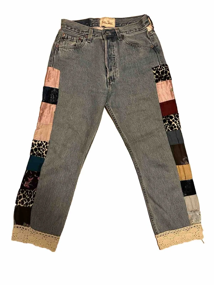 Винтажные женские джинсы Bella Dahl Levis 29x пэчворк прямые штанины джинсовая ткань укороченные - Изображение 1 из 4