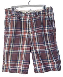 Abercrombie & Fitch braun karierte Herrenshorts 100 % Baumwolle Größenetikett 30 tatsächlich 32 x 8 - Bild 1 von 8