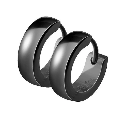 1 Paar Edelstahl Ohrringe Creolen schwarz poliert