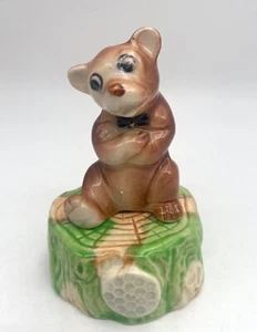 Salero y pimentero vintage de cerámica S&P BEAR ON TREE STRUMP - Japón - Imagen 1 de 6