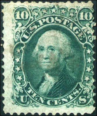 1868 US Stamp #96 10c Very Thin Used F Grill Catalogue Value $250 Certified - Image 1 of 2