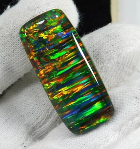 Opale Gilson Naturale 47,20 Ct Doppio Welo Splash Fuoco Cuscino Taglio Gemma Sciolta - Foto 1 di 7