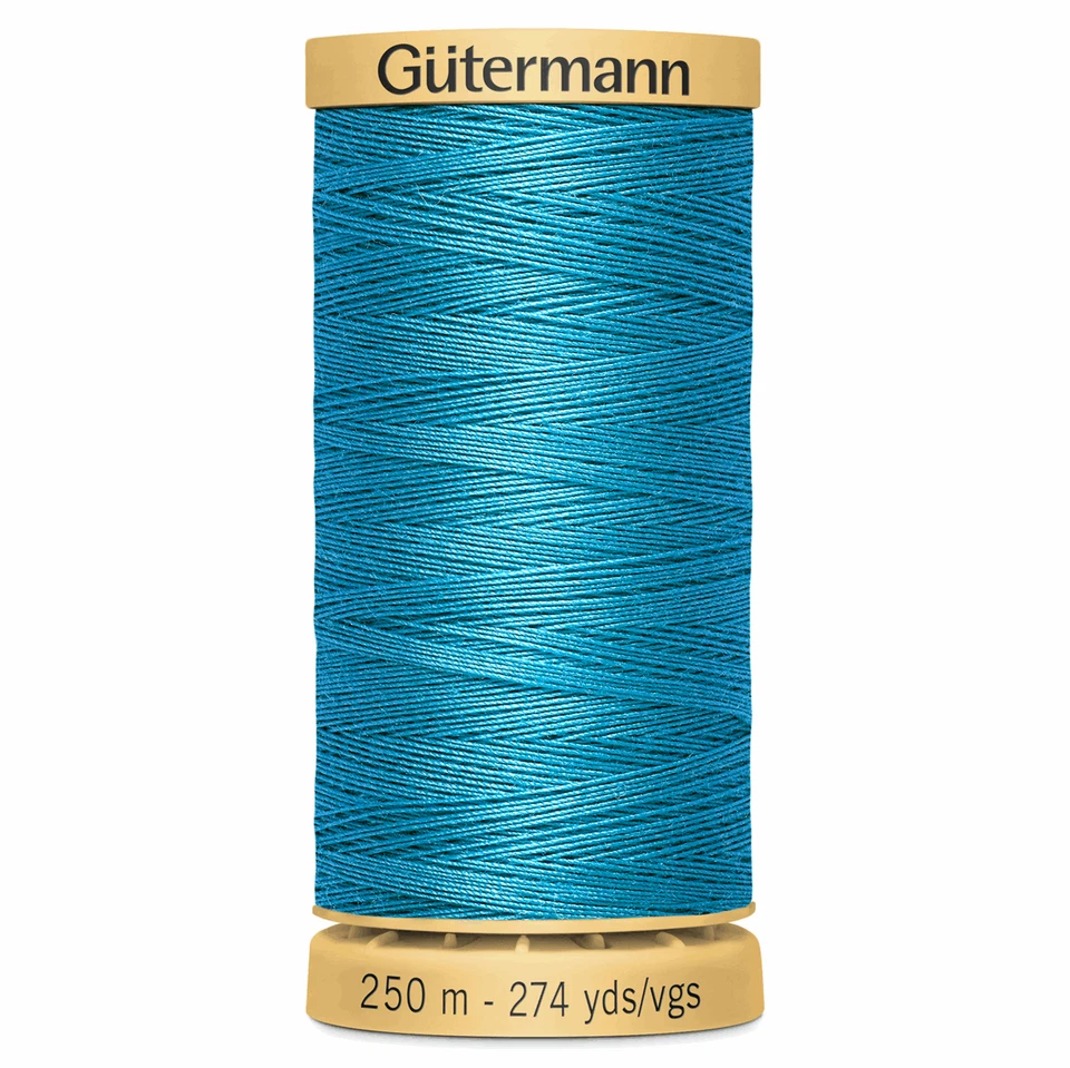 Gutermann Natural cotton thread 250m 274 yds 100% cotton 6745 bright turquoise - Image 1 of 1