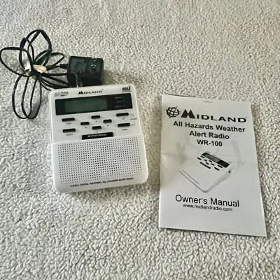 Midland WR100 Weather Radio Alert All Hazards White Working - Image 1 of 4