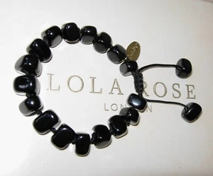 LOLA ROSE **CLASSIC** BLACK AGATE ADJUSTABLE TUMBLE BRACELET NEW NIKKI & ME QVC - Picture 1 of 2