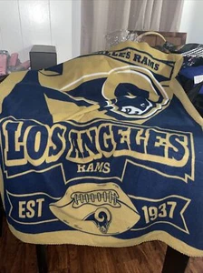 RAMS- Los Angeles Rams-NFL Football Royal Plush Soft Blanket/Throw~vintage~ - Picture 1 of 1