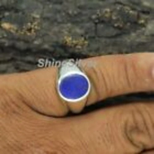 Anillo de lapislázuli de plata esterlina 925 con sello para hombre talla US 12,25 SR14 Foto 1 de 1