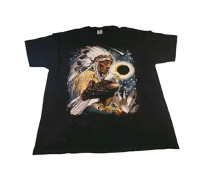 Native American T Shirt Size XL Black Graphic Print Eagle Retro - Picture 1 of 6