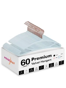 Premium Velvet Hangers Non-Slip Hangers Flocked Clothes Heavy Duty 60pcs - Picture 1 of 15