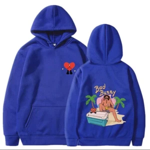 New Bad Bunny Men's/Women's Printed Street Pullover Hoodies Royal Blue Size XL - Picture 1 of 2