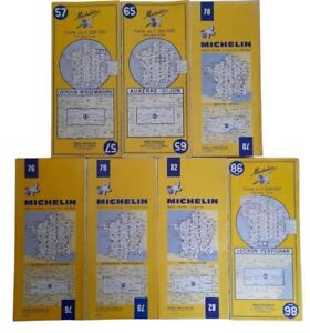 7 x Michelin Folding Maps 1970's Europe Vintage No57 65 70 76 79 82 86