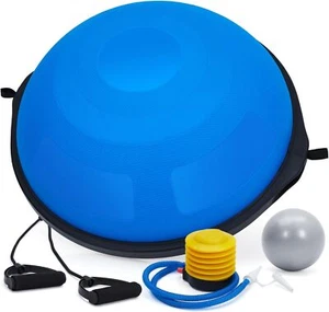 25" Half Exercise Ball Trainer Yoga Balance Stability Ball Resistance 2 Bands - Picture 1 of 7