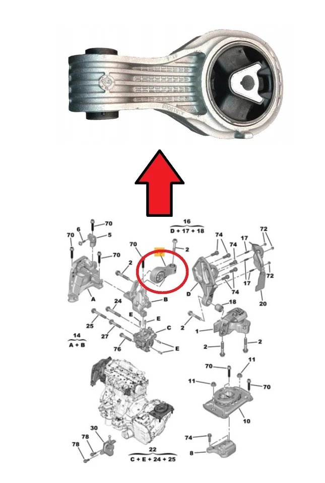 CITROEN C4 PICASSO C5 AIRCROSS DISPATCH 2016- TOP RH RIGHT ENGINE MOUNT MOUNTING - Image 1 of 1