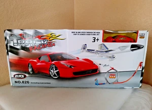Track Racing Diecast Ferrari Car Jet Fully Motorized Stunt Launcher Play Set 826 - Picture 1 of 2