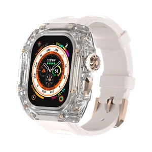 Transparent Case Rubber Band Mod Kit For Apple Watch Ultra 49mm 9 8 7 6 SE 45/44 - Photo 1/23
